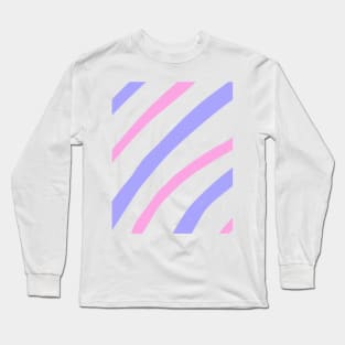 Pinkpurple stripes watercolor art Long Sleeve T-Shirt